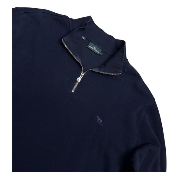 RODD & GUNN Luxury Designer Knit Quarter Zip Blue Business Casual Sweater Large - Picture 6 of 6